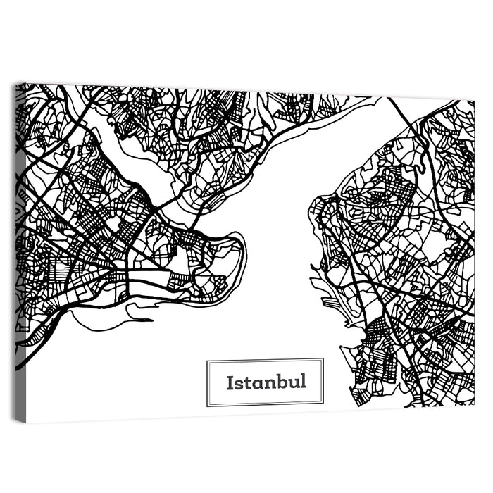Istanbul Bosphorus Map Wall Art as a canvas print