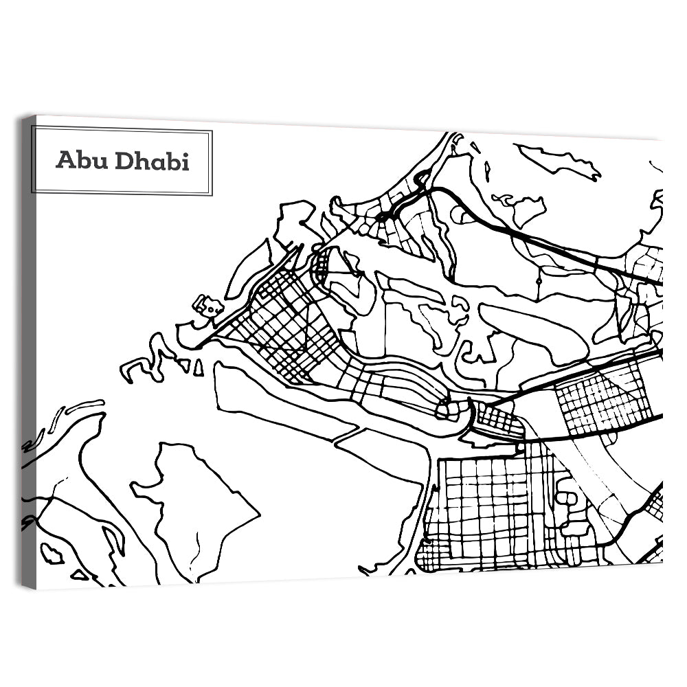Abu Dhabi City Grid Map Wall Art