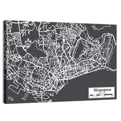 Singapore Minimal City Map Wall Art