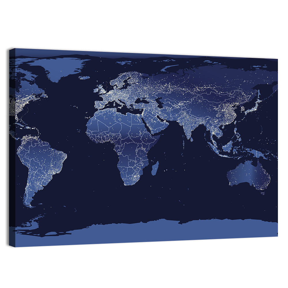 Global Night Lights Map Wall Art