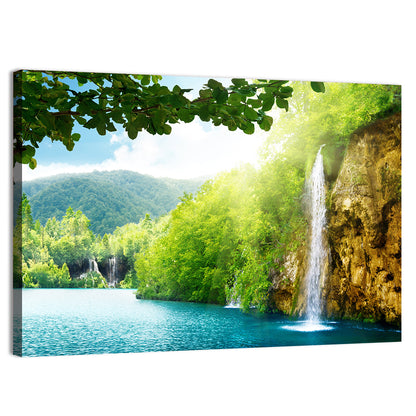 Plitvice Lakes Forest Waterfall Wall Art