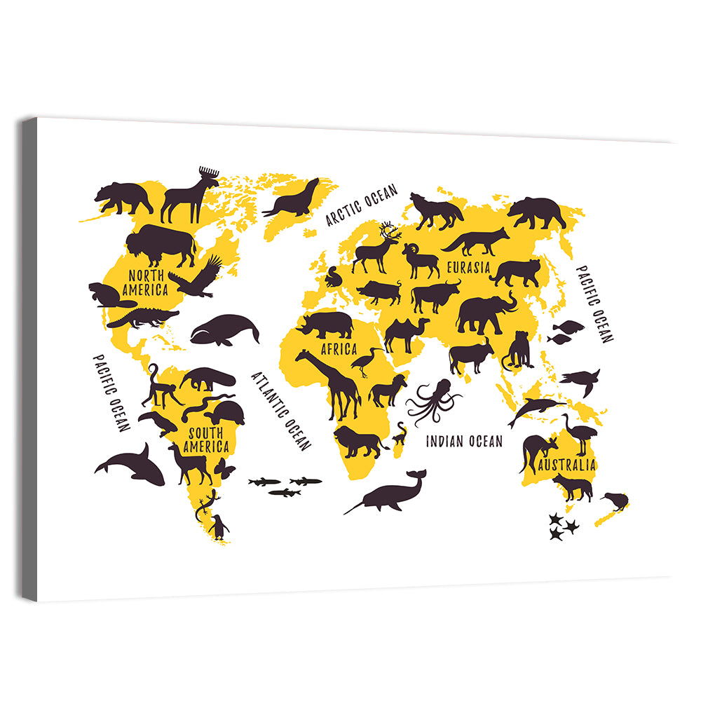 Animal World Map Wall Art