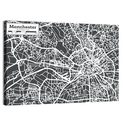 Manchester Street Grid Map Wall Art