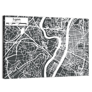 Lyon City Map Wall Art