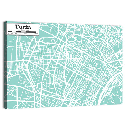 Turin City Map Wall Art