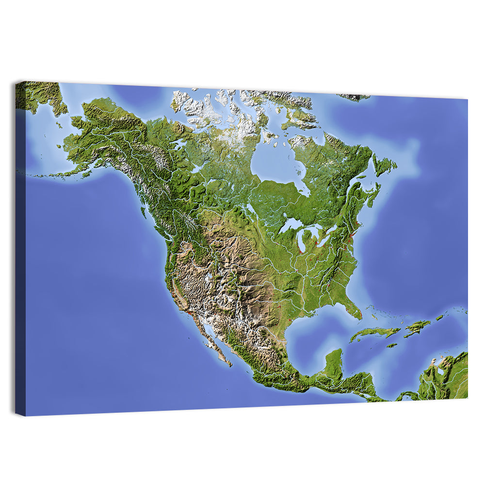 North America Topographic Map Wall Art