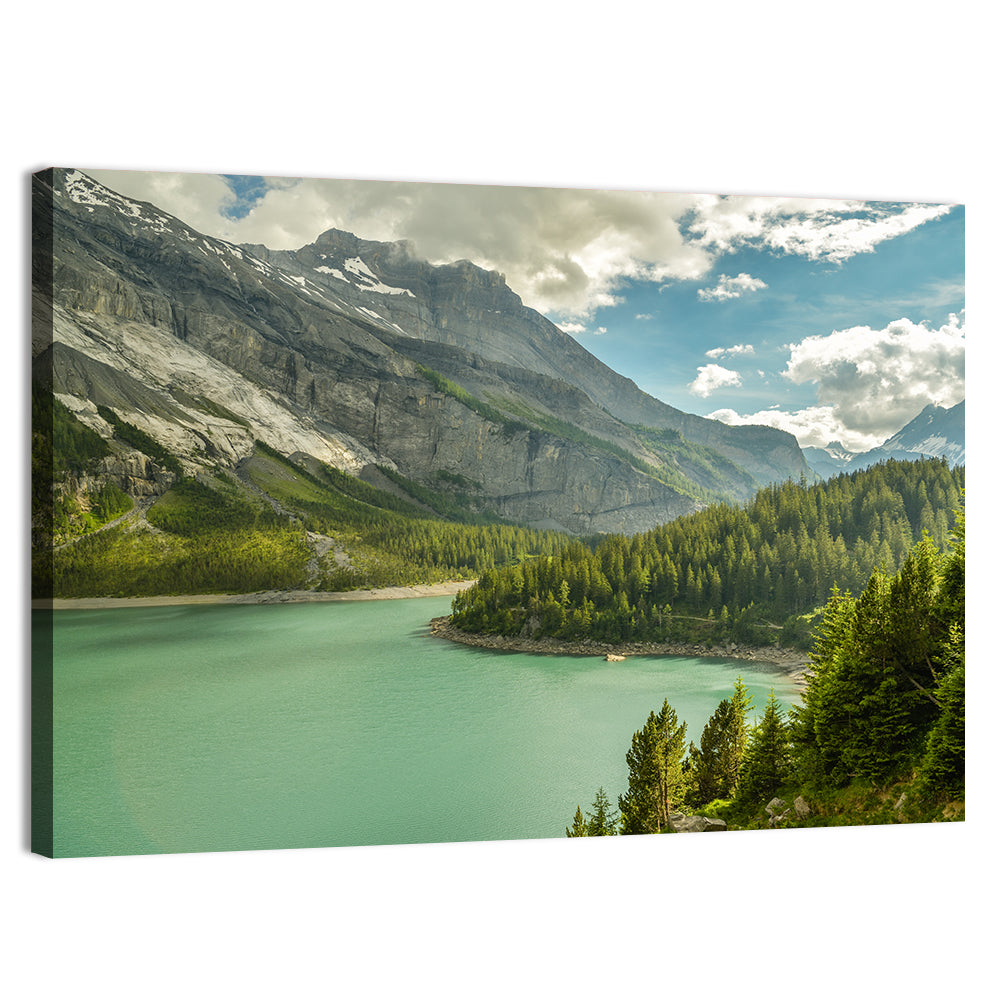 Oeschinen Lake, Swiss Alps Wall Art, canvas print, landscape