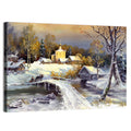 Snowy Village Bridge Wall Art