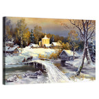 Snowy Village Bridge Wall Art
