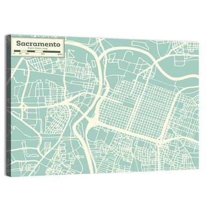 Sacramento River Map Wall Art