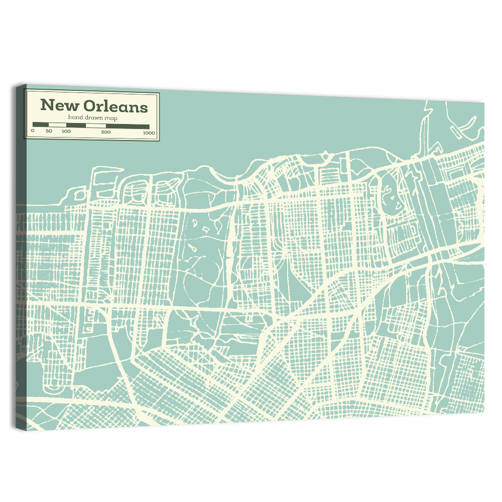 New Orleans Street Grid Map Wall Art