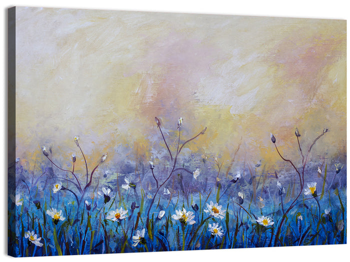 Chamomile Wildflower Meadow Wall Art as a canvas print