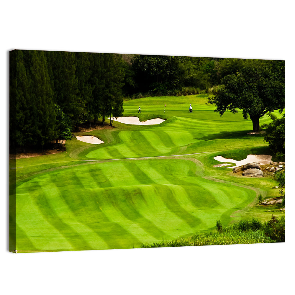 Sloping Golf Fairway with Bunkers Wall Art