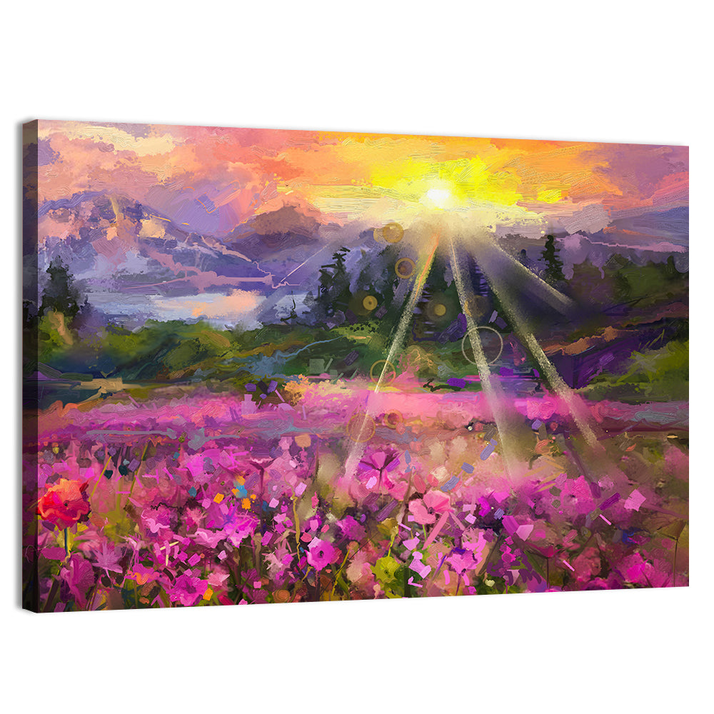 Cosmos Meadow Sunset Wall Art