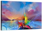 Radiant Sunset Sailboat Painting Wall Art