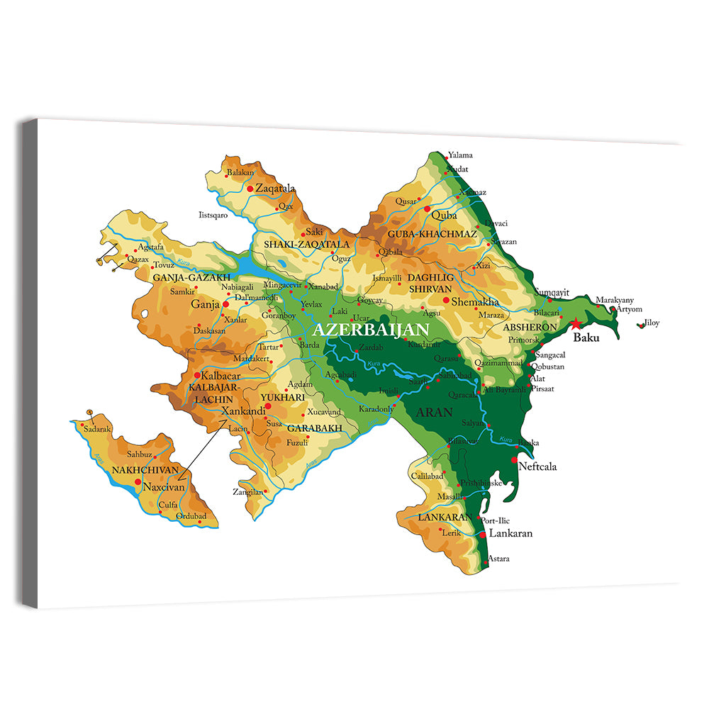 Relief Map of Azerbaijan Wall Art