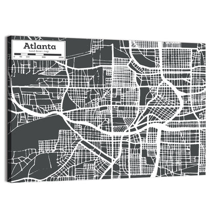Atlanta Street Grid Map Wall Art