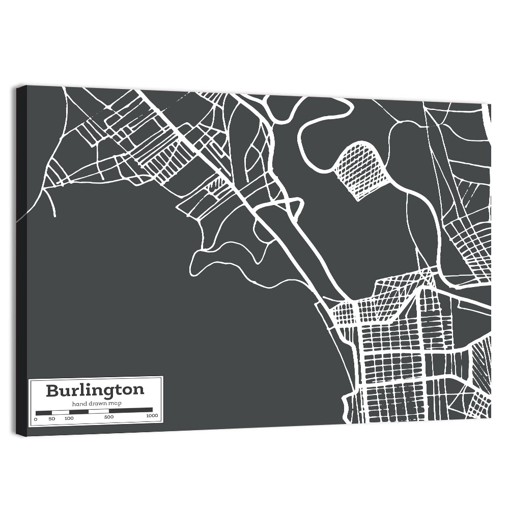 Burlington Vermont Street Grid Map Wall Art