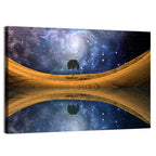 Solitary Tree Beneath Spiral Galaxy Wall Art
