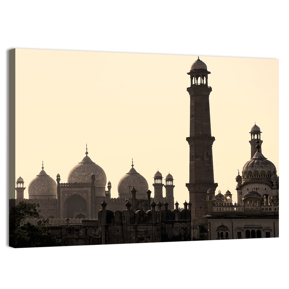 Badshahi Mosque Silhouette Wall Art, canvas print, landscape
