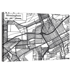 Birmingham Alabama City Map Wall Art