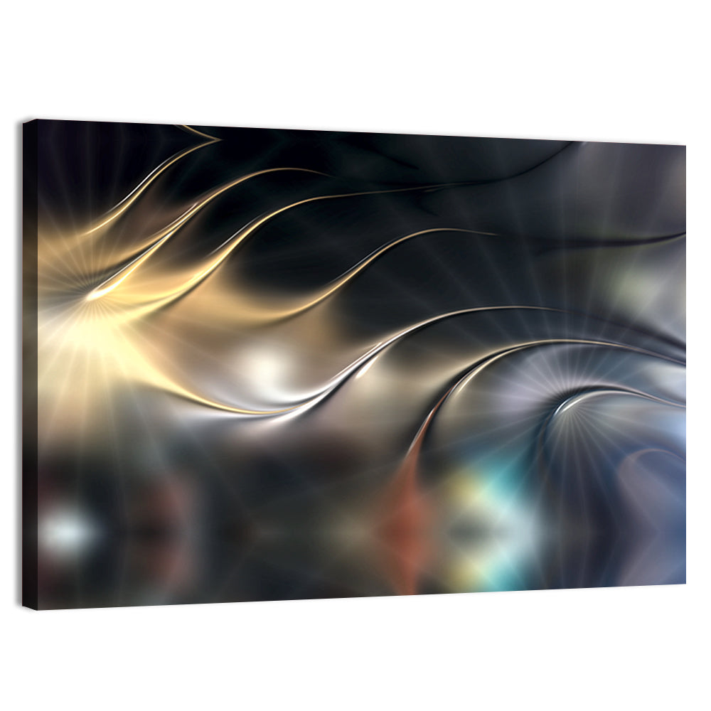 3d Metallic Wave Composition Wall Art