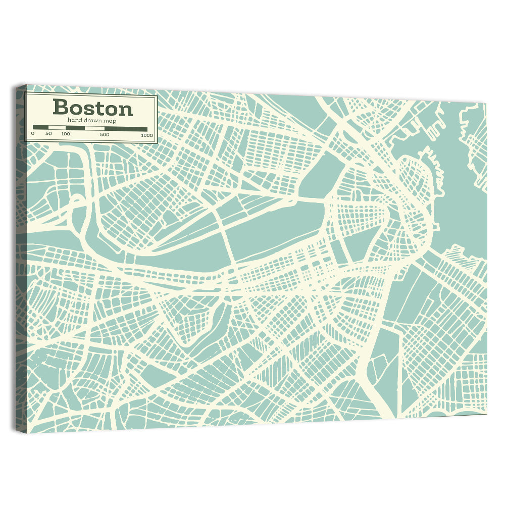 Boston Minimalist City Map Wall Art