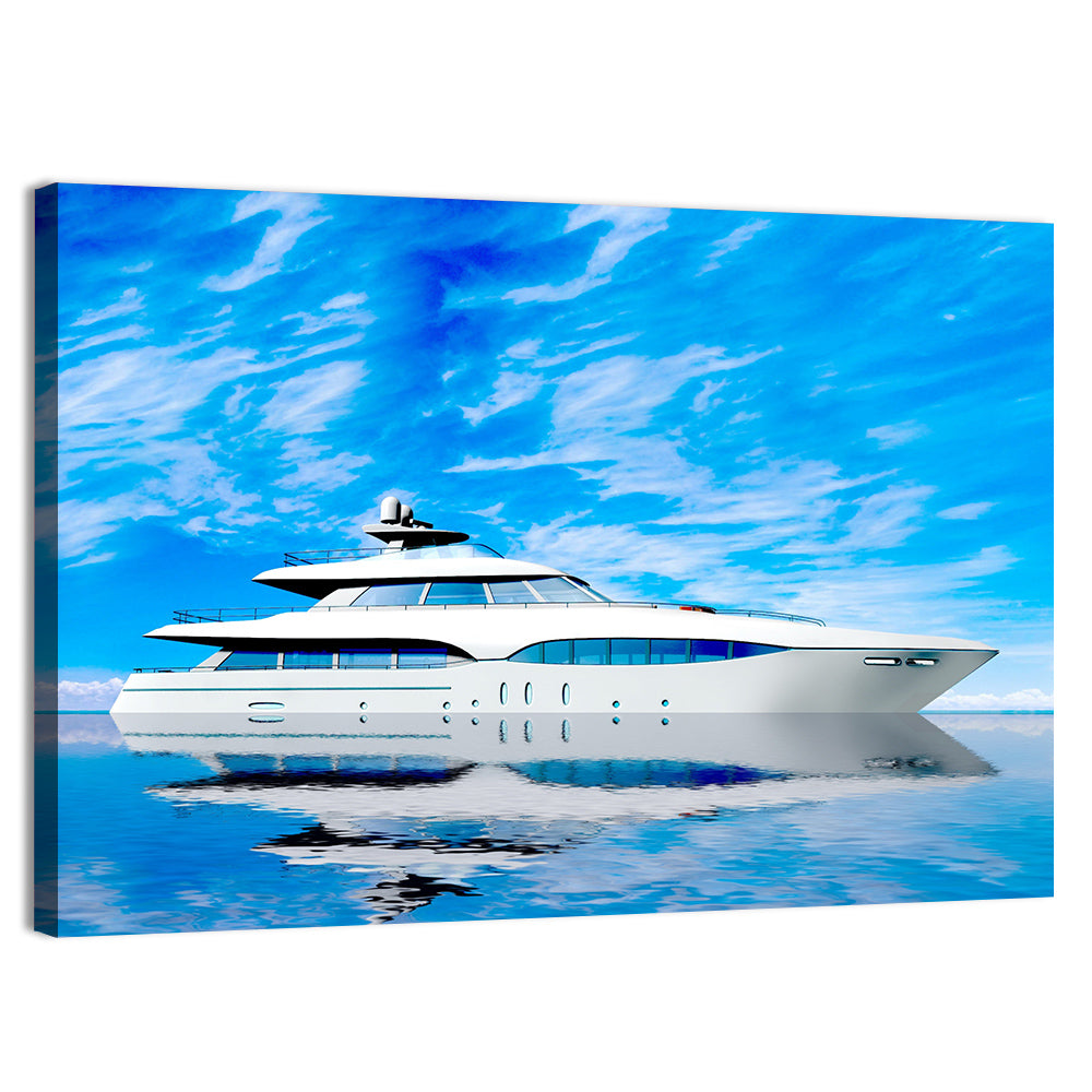 Blue Yacht Reflection Wall Art, canvas print, landscape