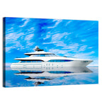 Blue Yacht Reflection Wall Art