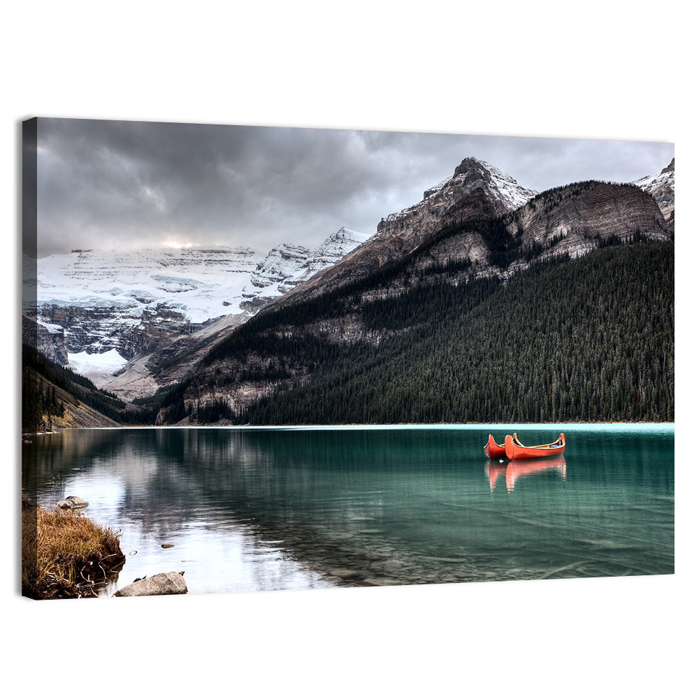 Lake Louise Canoes and Glacier Wall Art