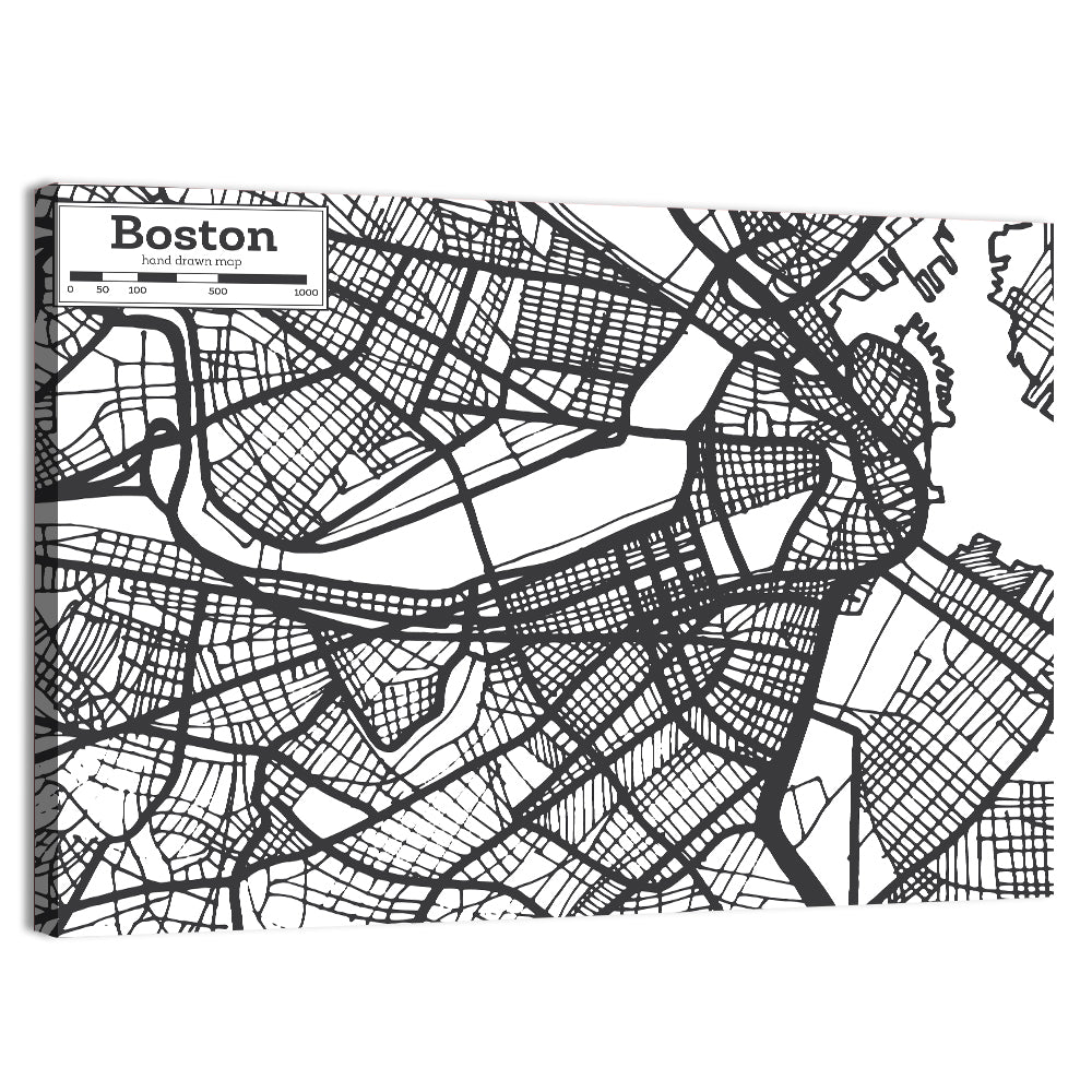 Boston Street Network Map Wall Art