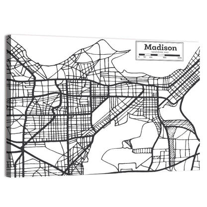 Madison City Map Wall Art