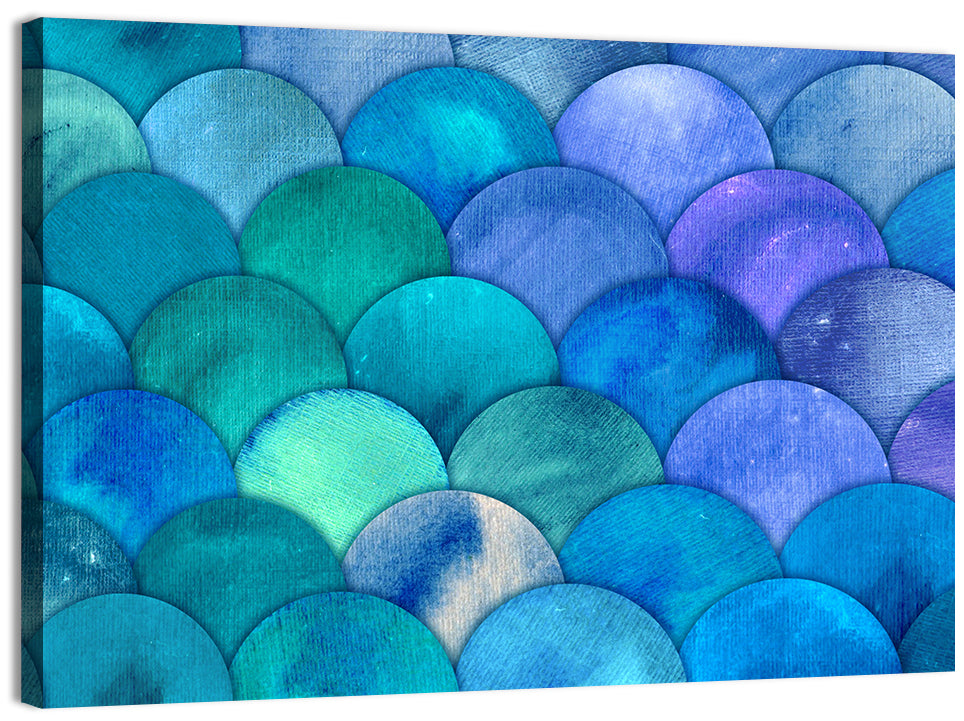 Blue Reptilian Scale Pattern Wall Art, canvas print, landscape