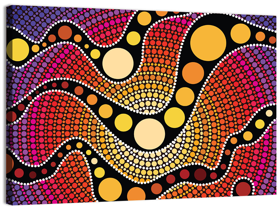 Aboriginal Dot Waves Wall Art