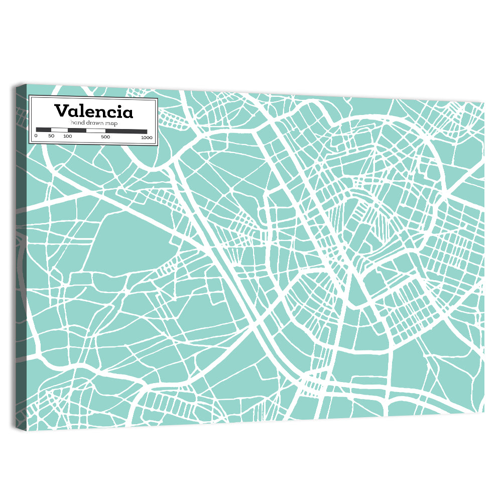Valencia City Map Wall Art