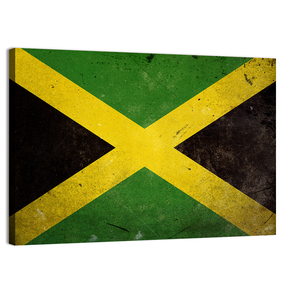 Distressed Jamaican Flag Wall Art, canvas print, landscape