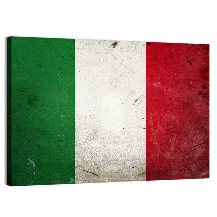 Distressed Italian Flag Wall Art as a canvas print