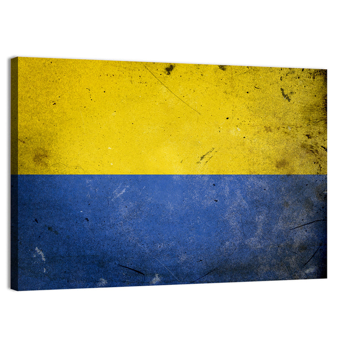 Distressed Ukraine Flag Wall Art as a canvas print