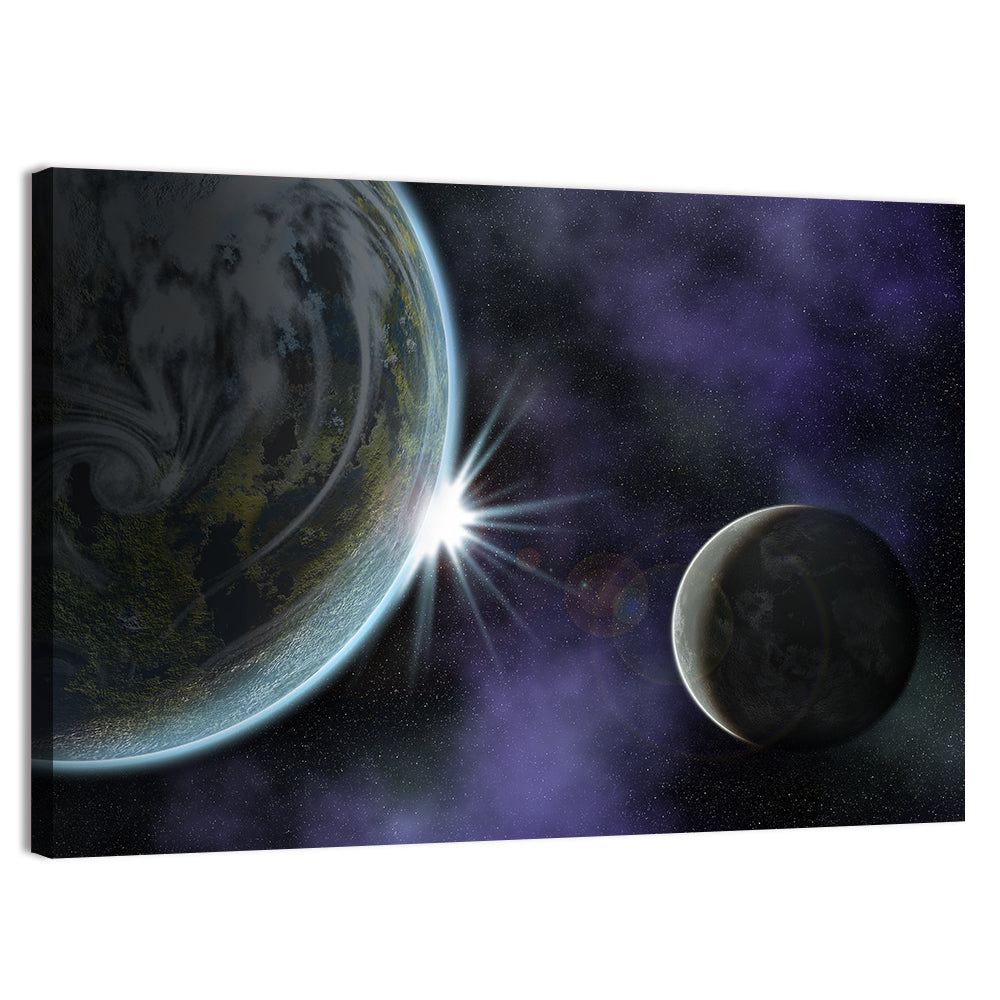 Twin Planets Sunrise Wall Art, canvas print, landscape