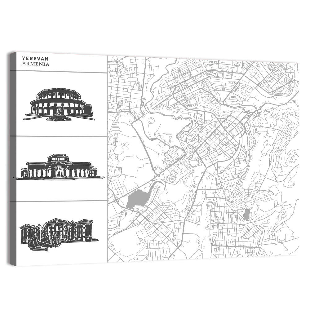 Yerevan City Map Diptych Wall Art