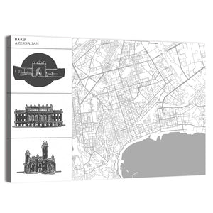 Baku City Map Wall Art