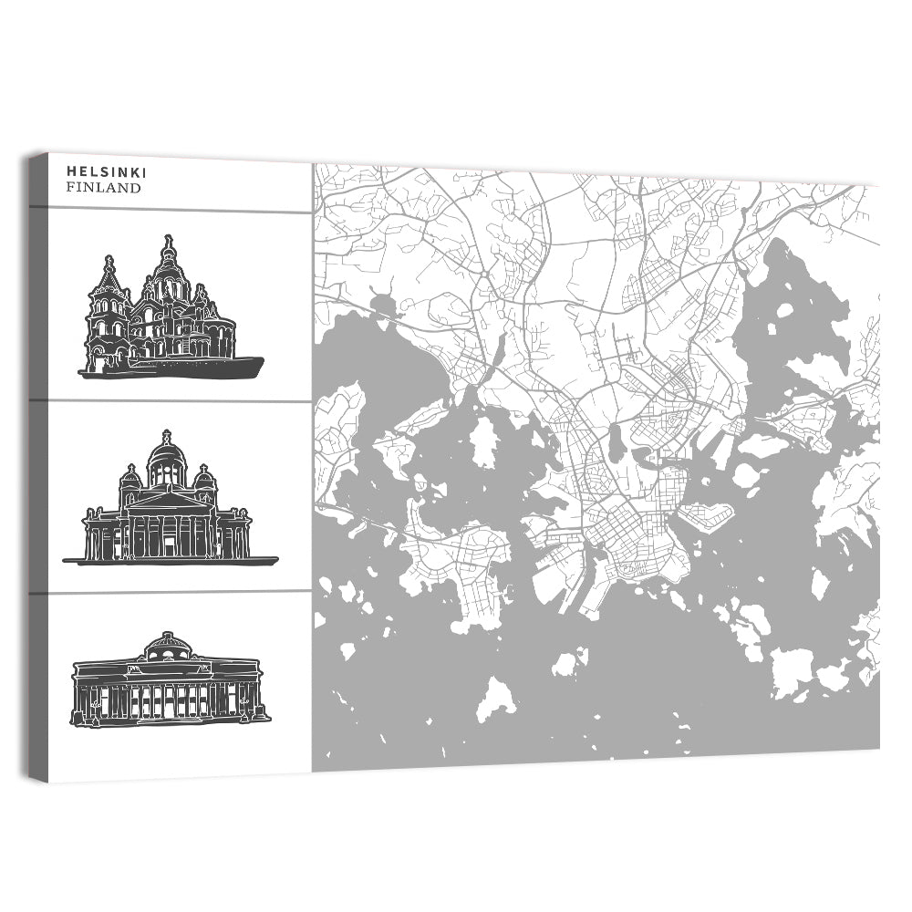 Helsinki Architectural Map Wall Art