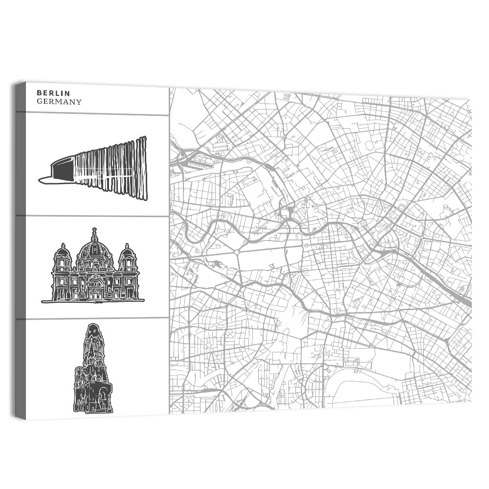 Berlin Map Line Wall Art