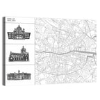 Dublin Map with Architectural Silhouettes Wall Art