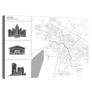 Astana City Map Wall Art