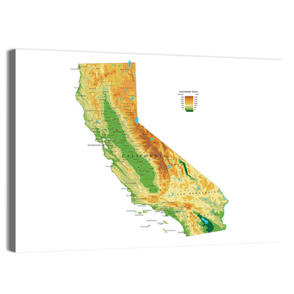 California Topographic Map Wall Art