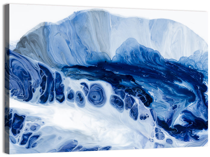 Blue Oil Marbled Swirl Wall Art as a canvas print