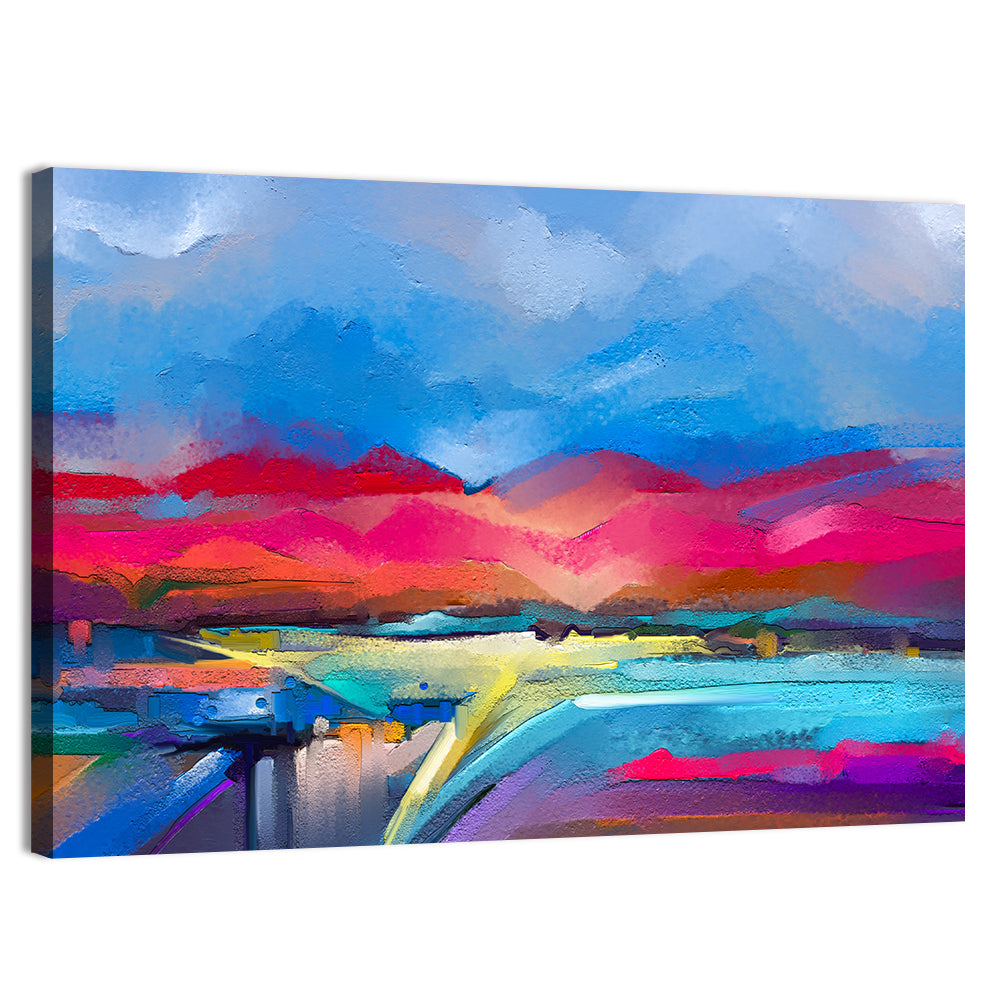 Impasto Mountains at Sunrise Wall Art