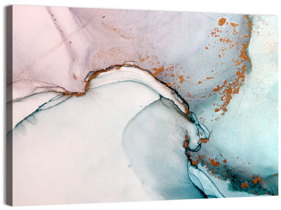Blue Ink Wash with Gold Accents Wall Art