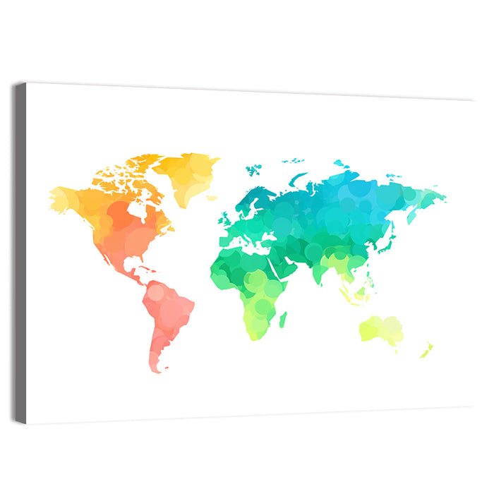 Polka Dot World Map Pattern Wall Art as a canvas print